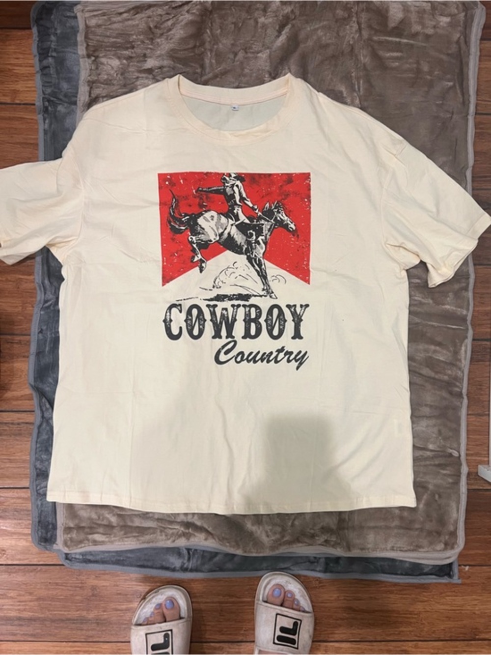 Cowboy Country Graphic Tee - Cream with Red/Black Print